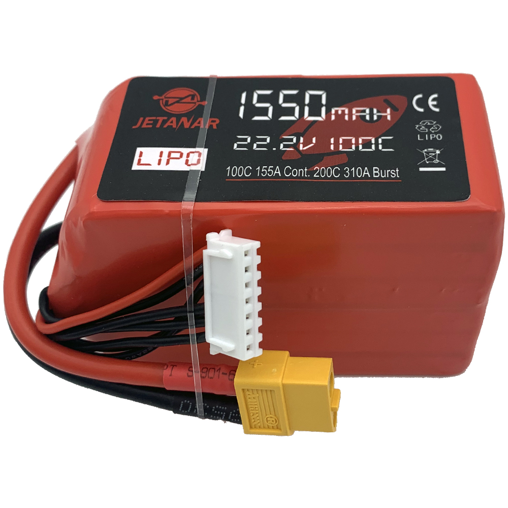 22.2V 1550mAh 100C Li-PO FPV Drone Battery